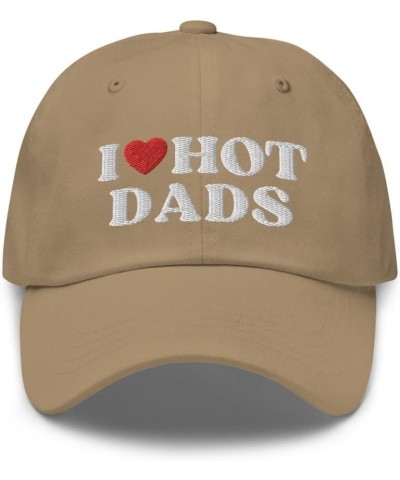 I Love Hot Dads Hat Family Relative Father Dad Cap Embroidered Trendy Dad Hat Baseball Cap with Adjustable Buckle Strap Khaki...