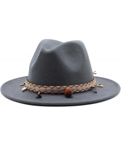 Womans Big Wide Brimmed Wool Felt Floppy Hat Crushable Women Warm Fedora Hats Jazz Hat Caps for Outside Dark Gray L $19.03 Fe...