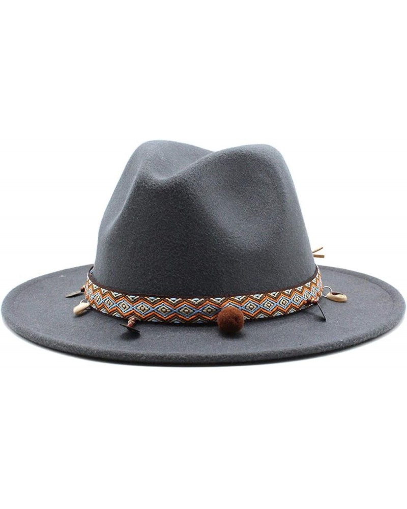 Womans Big Wide Brimmed Wool Felt Floppy Hat Crushable Women Warm Fedora Hats Jazz Hat Caps for Outside Dark Gray L $19.03 Fe...