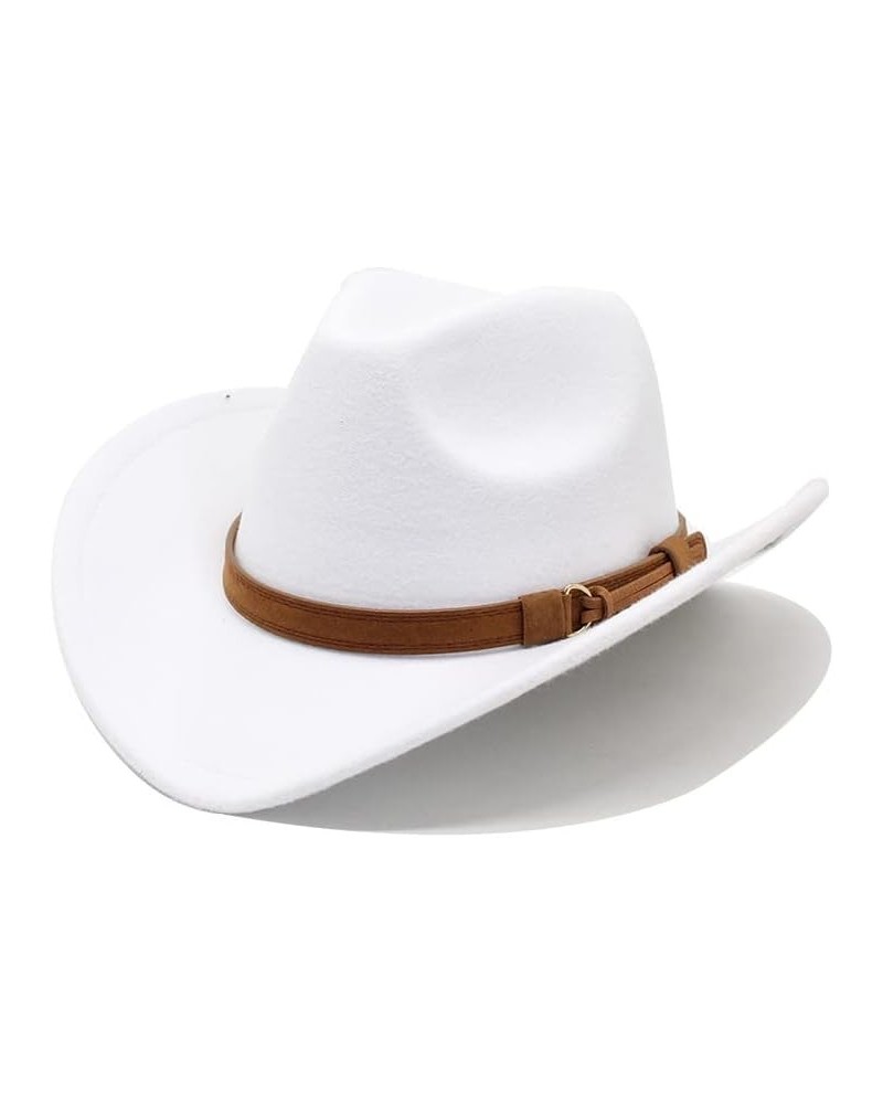 Cap New Tibetan Woolen Hat Ethnic Minority Style Western Cowboy Hat Men's and Women's Felt Hat Fengyan Cowboy Hats White $13....