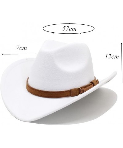 Cap New Tibetan Woolen Hat Ethnic Minority Style Western Cowboy Hat Men's and Women's Felt Hat Fengyan Cowboy Hats White $13....