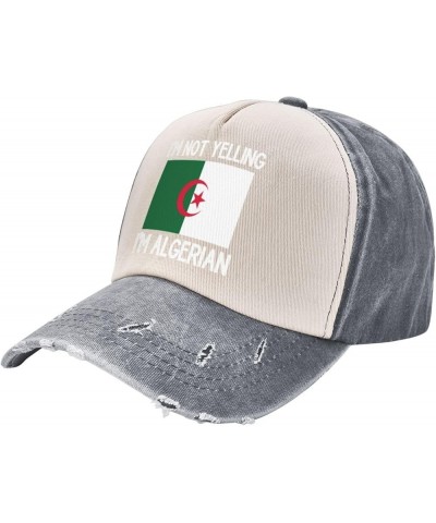 I'm Not Yelling I'm Algerian Cotton Men's Baseball Cap Retro Washed Denim Trucker Cap Adjustable,Dark Red Gray $9.84 Baseball...