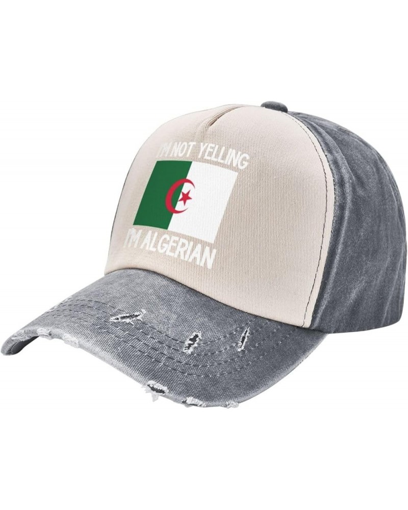 I'm Not Yelling I'm Algerian Cotton Men's Baseball Cap Retro Washed Denim Trucker Cap Adjustable,Dark Red Gray $9.84 Baseball...