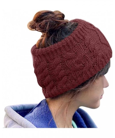 Hat Crease Women Woolen Headband Fashion Knitted Hat Ski Cap Red $7.25 Cold Weather Headbands