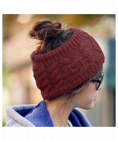 Hat Crease Women Woolen Headband Fashion Knitted Hat Ski Cap Red $7.25 Cold Weather Headbands