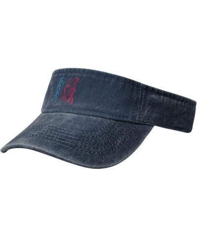 Cool Tiger Head Sun Visor Hats for Women Men Sun Hat Vintage Golf Hat Adjustable Baseball Cap Navy Blue $11.14 Visors