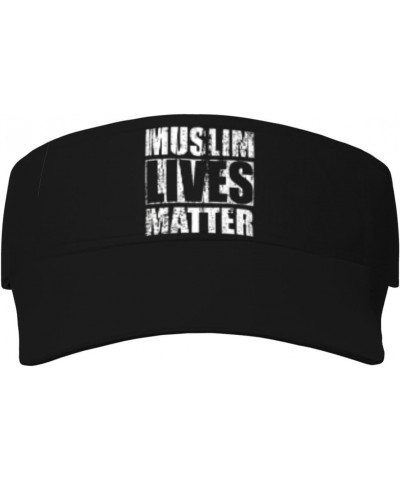 Muslim Lives Matter Visor Cap Adjustable Uv Protection Sun Visor Hats Empty Top Baseball Hat for Women and Men Black $10.56 V...