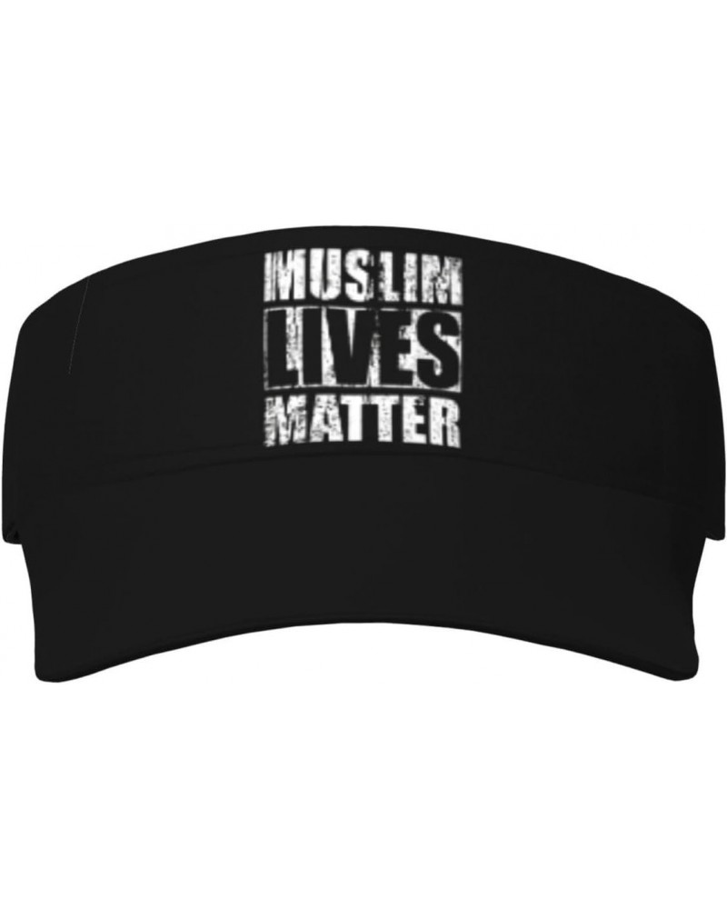 Muslim Lives Matter Visor Cap Adjustable Uv Protection Sun Visor Hats Empty Top Baseball Hat for Women and Men Black $10.56 V...