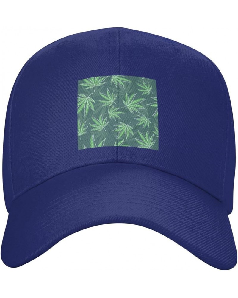 Cannabis Leaf Seamless Pattern Baseball Cap for Men Women Dad Hat Classic Adjustable Golf Hats Blue $13.41 Baseball Caps