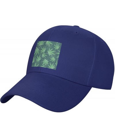 Cannabis Leaf Seamless Pattern Baseball Cap for Men Women Dad Hat Classic Adjustable Golf Hats Blue $13.41 Baseball Caps