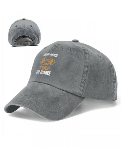 Train Hard Or Go Home Men Women Hat Black Washed Denim Cotton Vintage Cowboy Baseball Cap Adjustable Dad Hats Gray $9.94 Base...