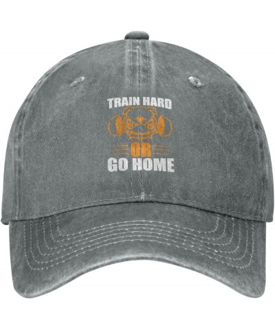 Train Hard Or Go Home Men Women Hat Black Washed Denim Cotton Vintage Cowboy Baseball Cap Adjustable Dad Hats Gray $9.94 Base...