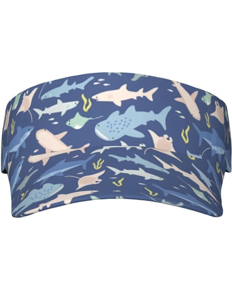 Visor Hat Cartoon Cute Shark (5) Empty Top Sun Cap Sports Beach Tennis Golf Running Hiking Adjustable Hat for Men Women Teens...