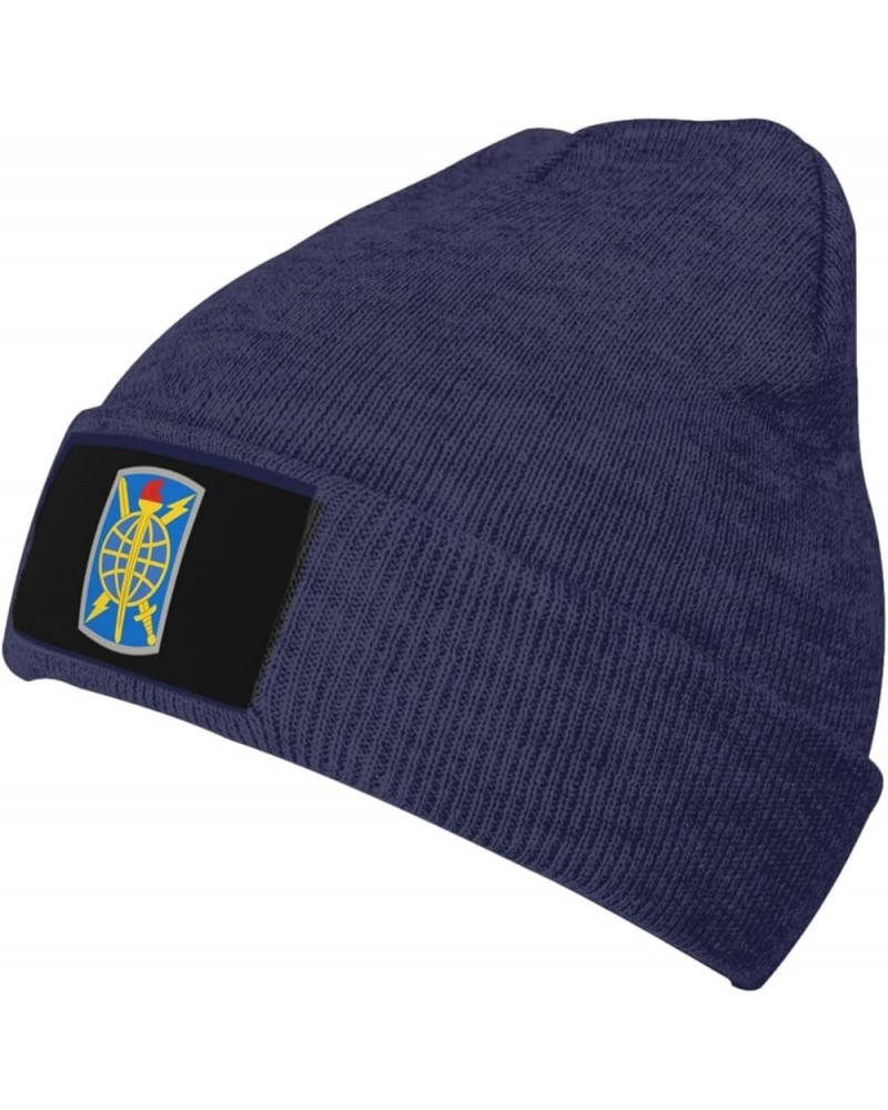 500th Military Intelligence Brigade Beanie Hat Cap Knit Hat for Men Women Soft Warm Beanie Caps Navy Blue $16.77 Skullies & B...