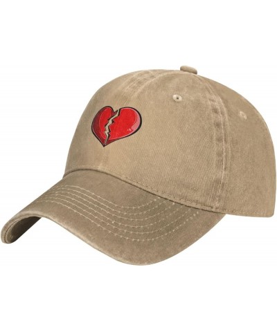 Romantic Red Broken Heart Baseball Cap for Men Women Hats Cotton Trucker Caps Adjustable Dad Hat Natural $10.95 Baseball Caps