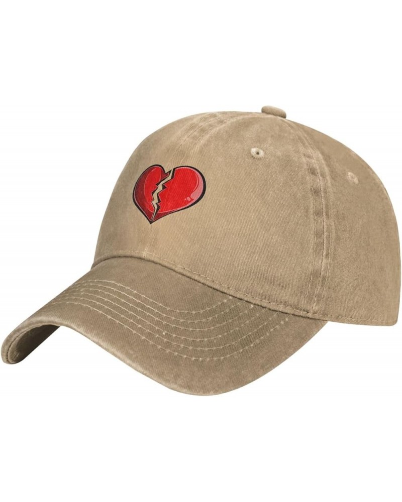 Romantic Red Broken Heart Baseball Cap for Men Women Hats Cotton Trucker Caps Adjustable Dad Hat Natural $10.95 Baseball Caps