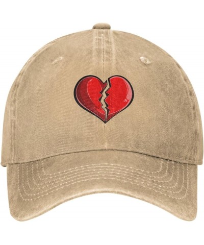 Romantic Red Broken Heart Baseball Cap for Men Women Hats Cotton Trucker Caps Adjustable Dad Hat Natural $10.95 Baseball Caps