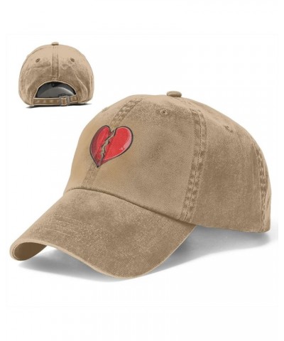 Romantic Red Broken Heart Baseball Cap for Men Women Hats Cotton Trucker Caps Adjustable Dad Hat Natural $10.95 Baseball Caps