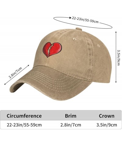 Romantic Red Broken Heart Baseball Cap for Men Women Hats Cotton Trucker Caps Adjustable Dad Hat Natural $10.95 Baseball Caps