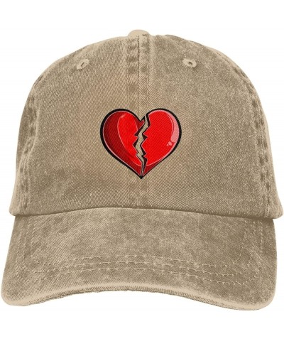 Romantic Red Broken Heart Baseball Cap for Men Women Hats Cotton Trucker Caps Adjustable Dad Hat Natural $10.95 Baseball Caps