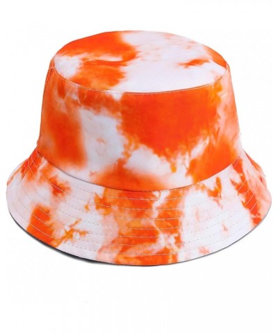 Women and Men Trendy Tie Dye Bucket Hat Unisex Cotton Fisherman Cap Outdoor Travel Hiking Beach Sun Hats Orange $6.17 Sun Hats