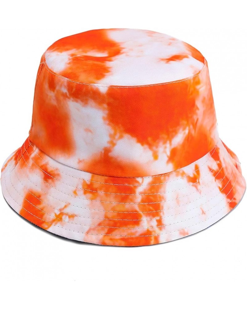 Women and Men Trendy Tie Dye Bucket Hat Unisex Cotton Fisherman Cap Outdoor Travel Hiking Beach Sun Hats Orange $6.17 Sun Hats