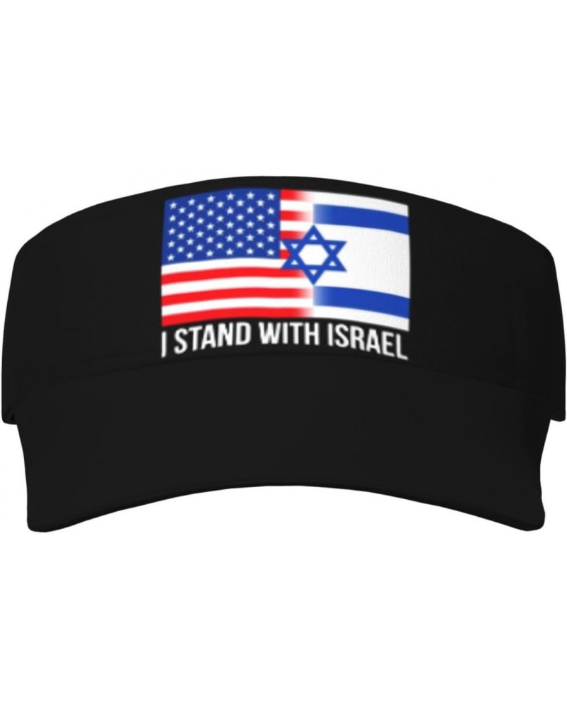 American I Stand with Israel USA Flag Visor Cap Adjustable Uv Protection Sun Visor Hats Empty Top Baseball Hat for Women and ...