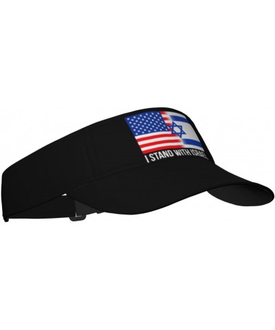 American I Stand with Israel USA Flag Visor Cap Adjustable Uv Protection Sun Visor Hats Empty Top Baseball Hat for Women and ...