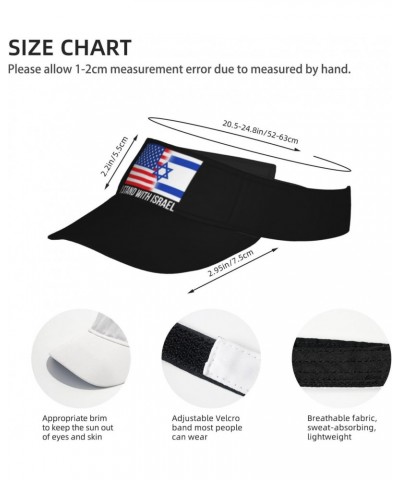 American I Stand with Israel USA Flag Visor Cap Adjustable Uv Protection Sun Visor Hats Empty Top Baseball Hat for Women and ...