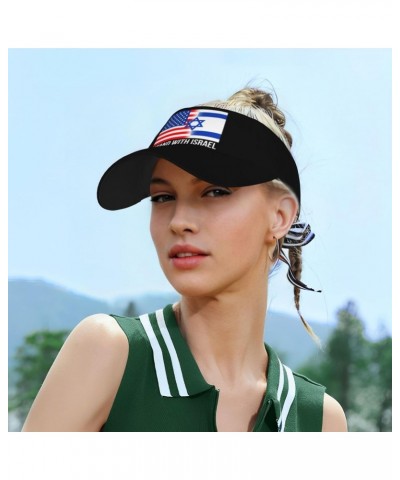 American I Stand with Israel USA Flag Visor Cap Adjustable Uv Protection Sun Visor Hats Empty Top Baseball Hat for Women and ...