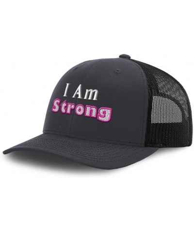 Trucker Hat Baseball Cap I Am Strong Style B Cotton Dad Hats for Men & Women Dark Grey Black $14.03 Baseball Caps