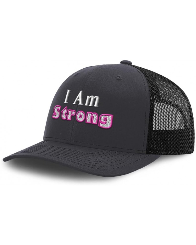 Trucker Hat Baseball Cap I Am Strong Style B Cotton Dad Hats for Men & Women Dark Grey Black $14.03 Baseball Caps