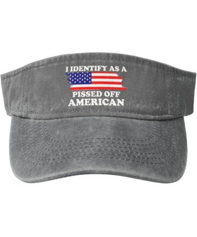 I Identifys As A Pissed Off American Sport Sun Visor Hats Ball Caps Empty Top Baseball Sun Cap for Men Women,Black Gray $8.89...