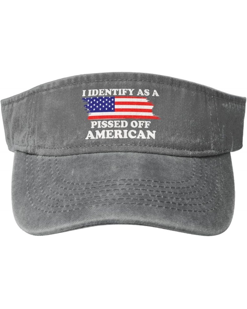 I Identifys As A Pissed Off American Sport Sun Visor Hats Ball Caps Empty Top Baseball Sun Cap for Men Women,Black Gray $8.89...