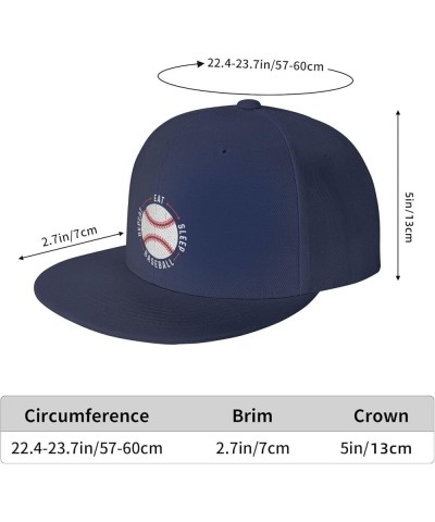 Eat Sleep Baseball Repeat Hat Funny Baseball Cap Flat Brim Hat Gift for Baseball Player for Men Women Black Navy $12.31 Baseb...