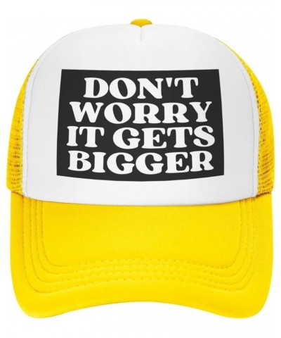 Don't-Worry, It Gets Bigger Mesh Hat for Men Women Baseball Cap Trucker Hat Black Yellow $12.72 Baseball Caps