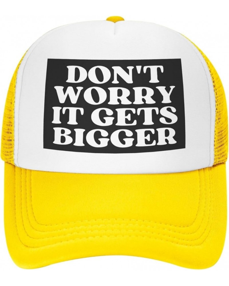 Don't-Worry, It Gets Bigger Mesh Hat for Men Women Baseball Cap Trucker Hat Black Yellow $12.72 Baseball Caps