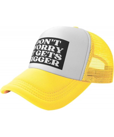 Don't-Worry, It Gets Bigger Mesh Hat for Men Women Baseball Cap Trucker Hat Black Yellow $12.72 Baseball Caps