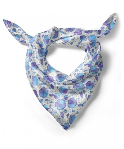 Poppy Headscarf, Abstract Blossoming Buds, Hijab Scarf Blue Violet and Coconut $13.53 Scarves