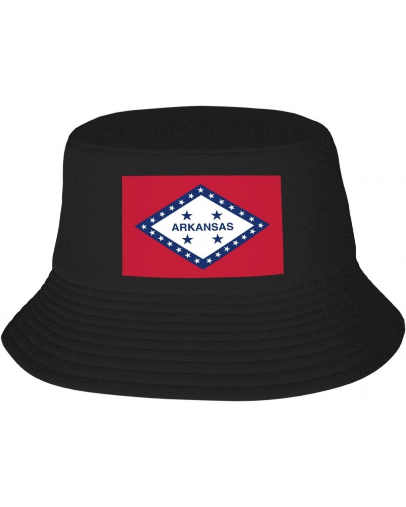 Flag of Arkansas (1923) Bucket Hat for Men Women Outdoor Summer Beach Travel Fishing Cap Black $16.04 Bucket Hats