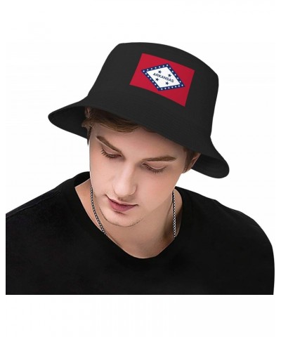 Flag of Arkansas (1923) Bucket Hat for Men Women Outdoor Summer Beach Travel Fishing Cap Black $16.04 Bucket Hats