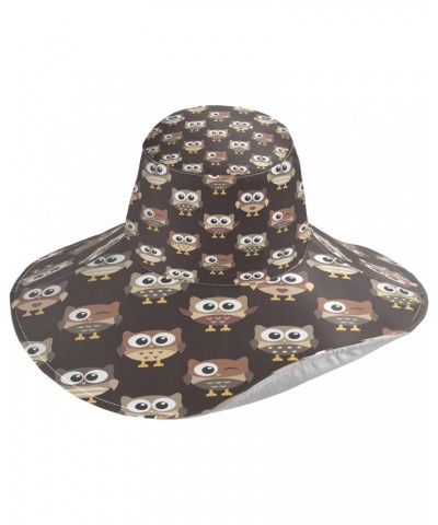 Owls Brown Sun Hats for Women,Wide Brim Beach Sun,Summer Hat with Fold-Up Brim for Travel Hiking Camping Beach $12.09 Sun Hats