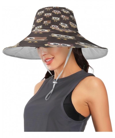 Owls Brown Sun Hats for Women,Wide Brim Beach Sun,Summer Hat with Fold-Up Brim for Travel Hiking Camping Beach $12.09 Sun Hats