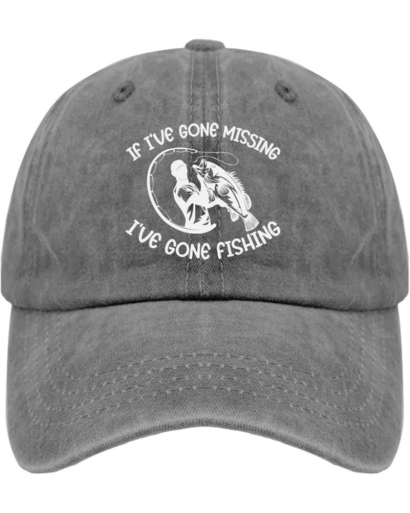 If I've Gone Missing I've Gone Fishing Hat Vintage Cotton Washed Baseball Caps Adjustable Dad Hat Pigment Gray $9.68 Baseball...