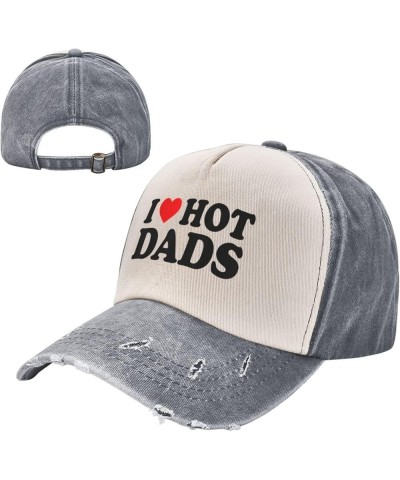 I Love Hot Dads I Heart Hot Dads Cowboy Hat Men Vintage Baseball Cap Women Dad Hat Sun Hat Trucker Hat Dark Red Gray $11.68 B...