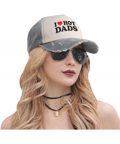 I Love Hot Dads I Heart Hot Dads Cowboy Hat Men Vintage Baseball Cap Women Dad Hat Sun Hat Trucker Hat Dark Red Gray $11.68 B...