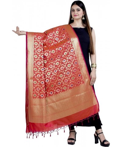 Banarasi Dupatta for Women,Shawl Scarf Wrap Chunni (DP-276) Red $26.99 Scarves