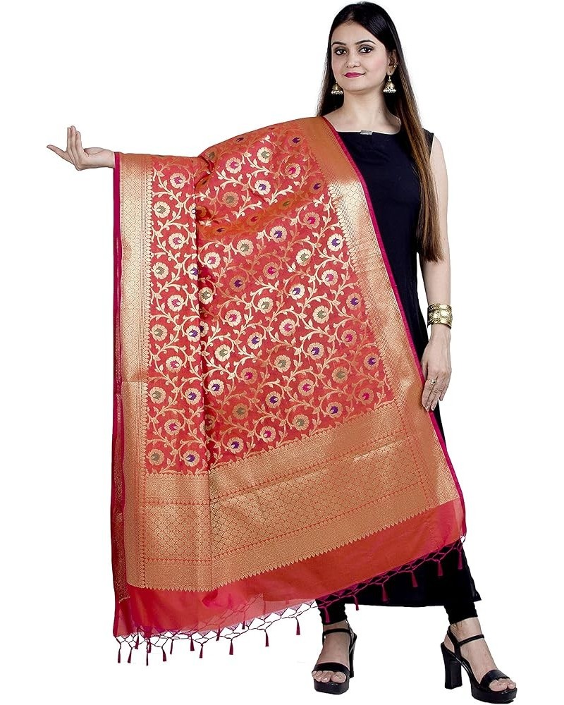 Banarasi Dupatta for Women,Shawl Scarf Wrap Chunni (DP-276) Red $26.99 Scarves