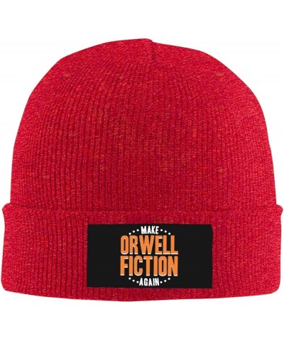 Make Orwell Fiction Again Beanie Hat Funny Warm Winter Knit Skull Cap Men Women Red $12.04 Skullies & Beanies