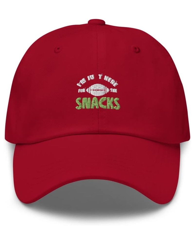 I'm Just Here for The Snacks Funny Fantasy Football Handoff Dad Cap Cranberry $21.59 Baseball Caps